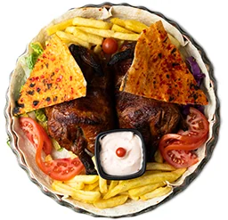 دجاجة مشوية على خبزة