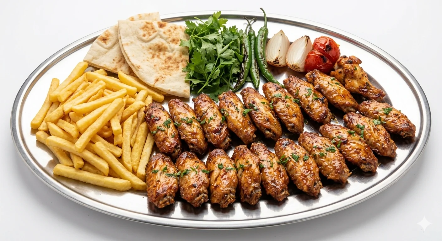 اجنحه مشويه عالفحم وجبه (دبل ) شخصين