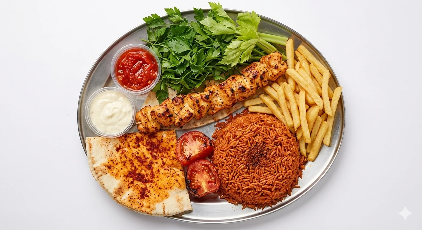 طاووق الدجاج على الرز ( مع التمن )